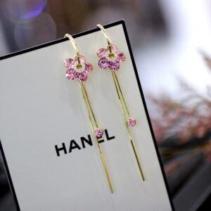 Korean Fashion Circle Tassel 925 Silver Earrings Pink