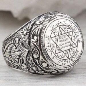 andmade Retro Two-Color Saudi Star Ring New Design Arabic Jewelry 6-12# Alloy Thai Silver Plated