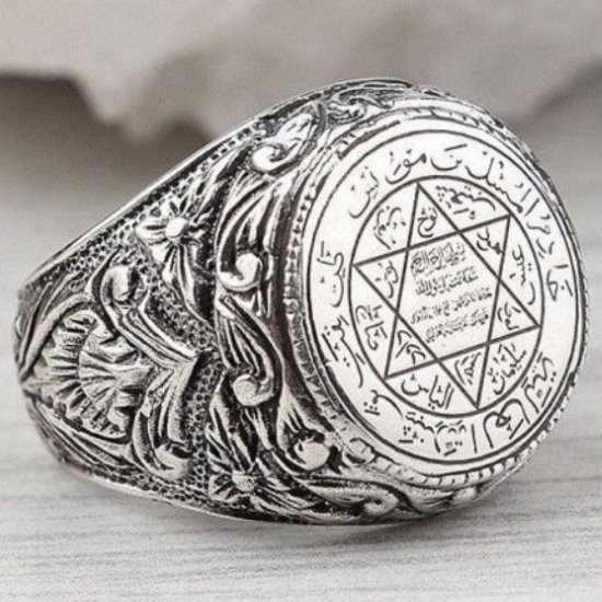 andmade Retro Two-Color Saudi Star Ring New Design Arabic Jewelry 6-12# Alloy Thai Silver Plated