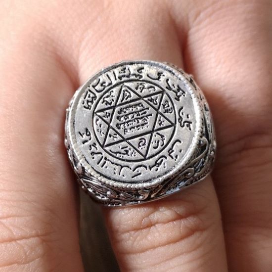 andmade Retro Two-Color Saudi Star Ring New Design Arabic Jewelry 6-12# Alloy Thai Silver Plated - Image 2