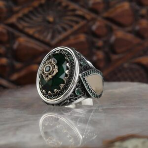 Hot Sales Antique Silver Sterling Vintage Design Emerald Rings Classical Fashion