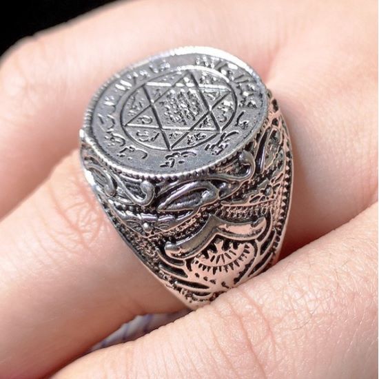 andmade Retro Two-Color Saudi Star Ring New Design Arabic Jewelry 6-12# Alloy Thai Silver Plated - Image 3