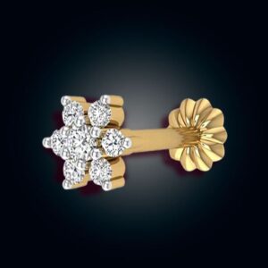 9 stone Traditional 18K gold Diamond Cut Nosepin