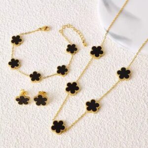 five-leaf flower set-Black