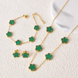 five-leaf flower set-Green