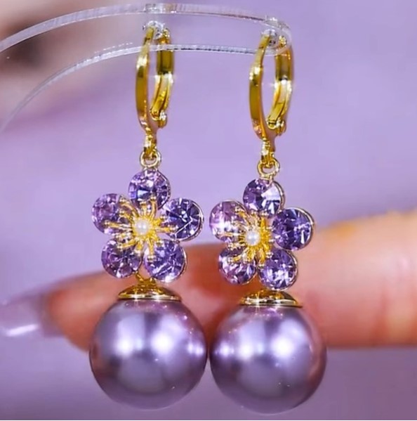 Italian Purple Pearl Necklace Set-2 - Image 3