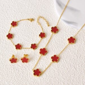 five-leaf flower set-Red