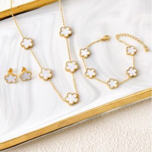 five-leaf flower set-White