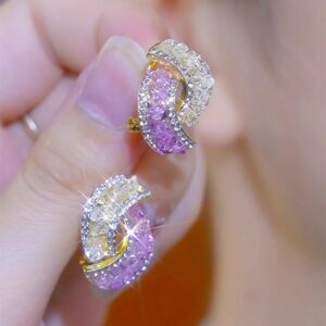 New Fashion Cross Crystal Elegant Silver Needle Earrings