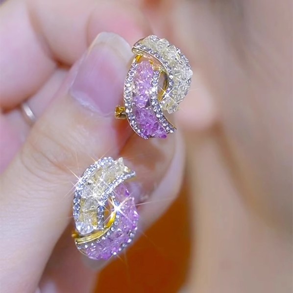 New Fashion Cross Crystal Elegant Silver Needle Earrings