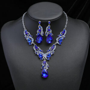 Diamond Cut Crystal Jewelry Set ( royal blue )