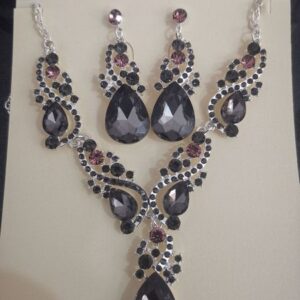 Diamond Cut Crystal Jewelry Set ( Gray )