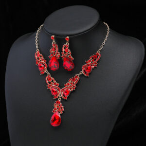 Diamond Cut Crystal Jewelry Set ( Red )
