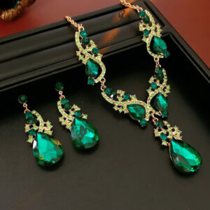 Diamond Cut Crystal Jewelry Set ( royal Green )